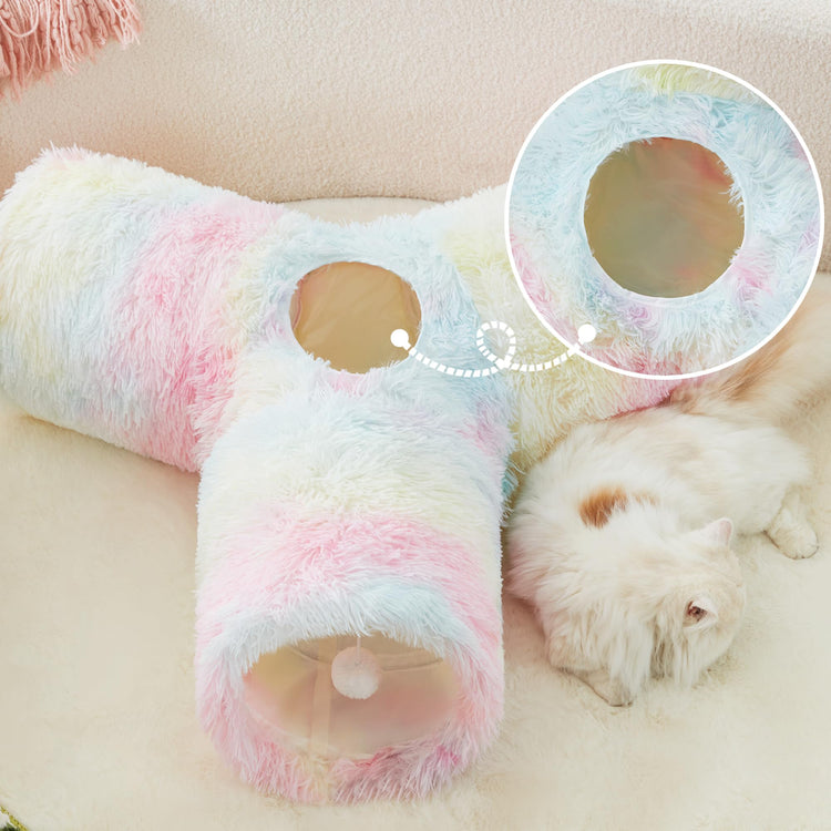 Tempcore Pet Cat Tunnel Tube Cat Toys 3 Way Collapsible, Tunnels for Indoor Cats，Kitty Bored Peek Hole Toy Ball Cat, Puppy, Kitty, Kitten, Rabbit