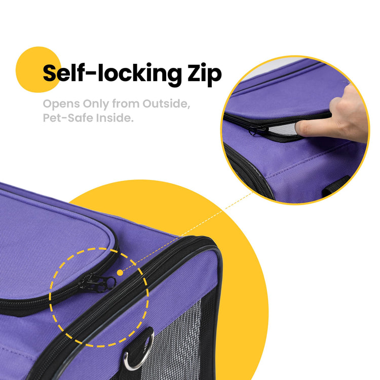 Conlun Cat Carrier Airline Approved, Soft-Sided Dog Carrier with Inner Safety Leash, Pet Transport Carrier for Small-Medium Cats Puppies up to 15 Lbs, Collapsible Travel Kitten Carrier Bag -BlackM