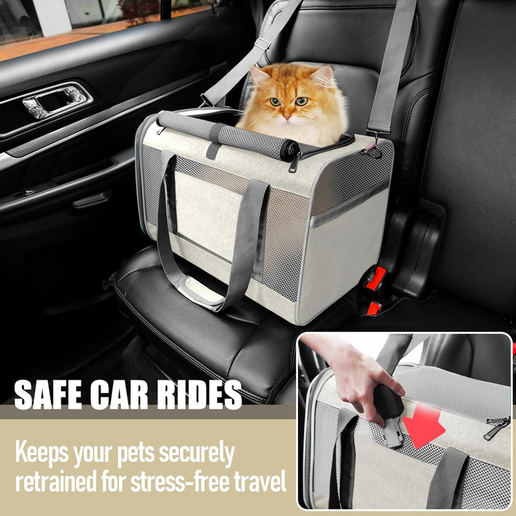 GAPZER Small Dog Carrier Cage Soft Chihuahua / Softshell Big Cat Carrier Maine Coon / Pet Taxi Carrying Bag over 25lbs / Top Loader Travel Kennel Brown