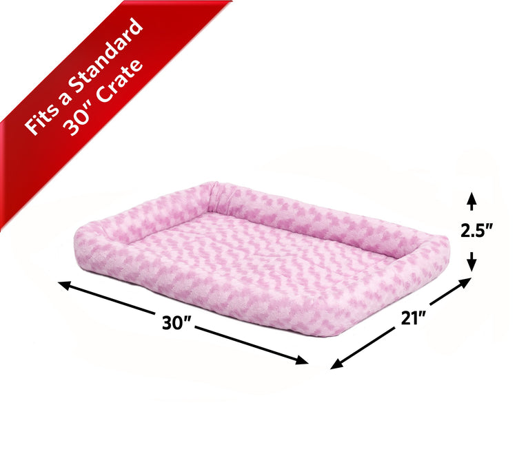 MidWest Homes for Pets QuietTime Fashion XXS Dog Bed - Pink Faux Fur Bolster, Ultra-Soft and Machine Washable, Fits 18-Inch Crates and Carriers, for Small Dogs and Cats