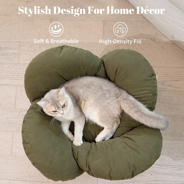 CHEERHOME PETS Elevated Cat Bed Wooden with Cushion Fluffy Pet Couch Sofa for Indoor Cats Raised Kitty Lounge Chair Suitable for Puppy, Cat Furniture(Pink)