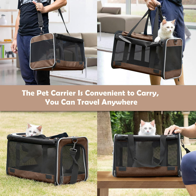 GAPZER Pet Carrier for Large Cats, Soft-Sided Cat Carrier for Medium Big Cats and Puppy up to 20lbs, Washable Dog Carrier Privacy Protection for Home Outdoor Travel