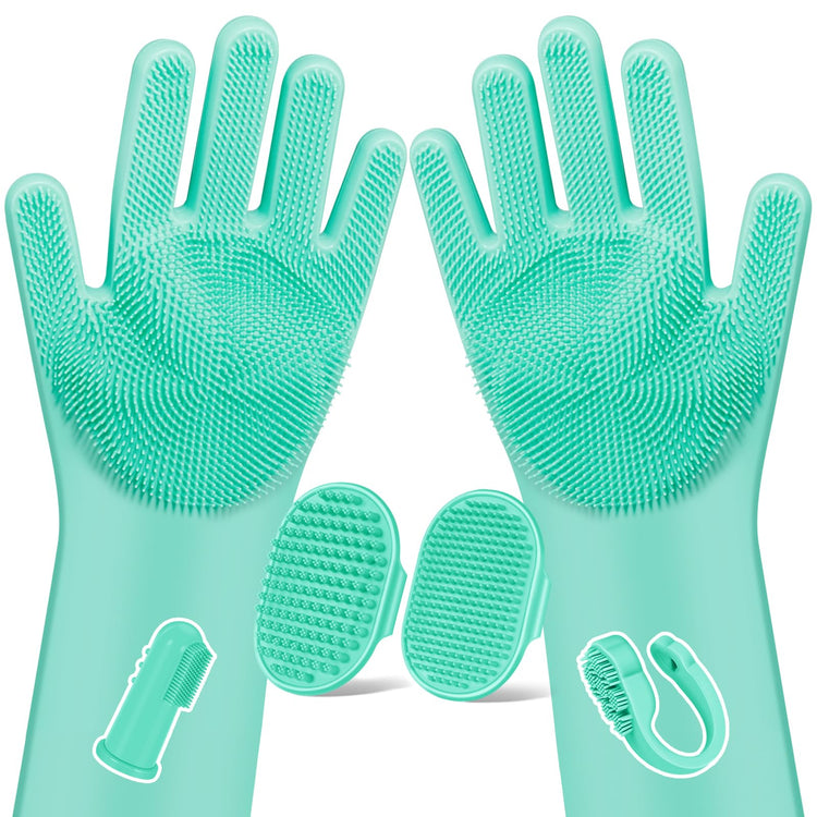 Augwind 6PCS Pet Grooming Kit for Dogs, Cats and Horses | Dog Washing Gloves | Cleanroom Gloves | Dog Bath Brush | Dog Bath Gloves | Dog Shampoo Brush | Dog Bath Supplies (Navy Blue)