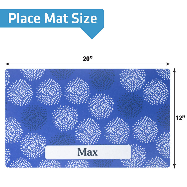 Drymate Personalized Pet Bowl Placemat, Custom Dog & Cat Food Feeding Mat - Absorbent Fabric, Waterproof Backing - Machine Washable/Durable (USA Made) (12" x 20") (Zebra Pink)