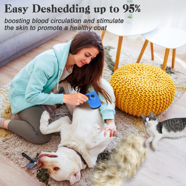 Dipoo Self-Cleaning Pet Grooming Brush - Skin-Friendly Deshedding Tool for Dogs & Cats in Pink, Removes Loose Hair and Tangles
