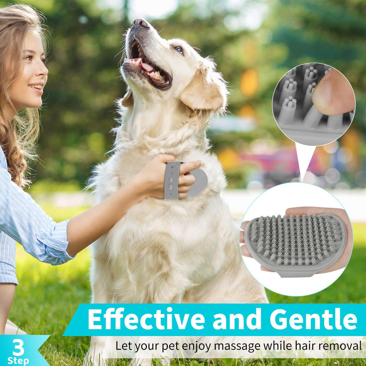 Comotech 6PCS Dog Bath Brush & Dog Toothbrush | Adjustable Handle Shampoo Brush & Scrubber for Short & Long Haired Dogs & Cats | Effectively Solve Odor & Stain Removal Problems (Blue Blue Blue.)
