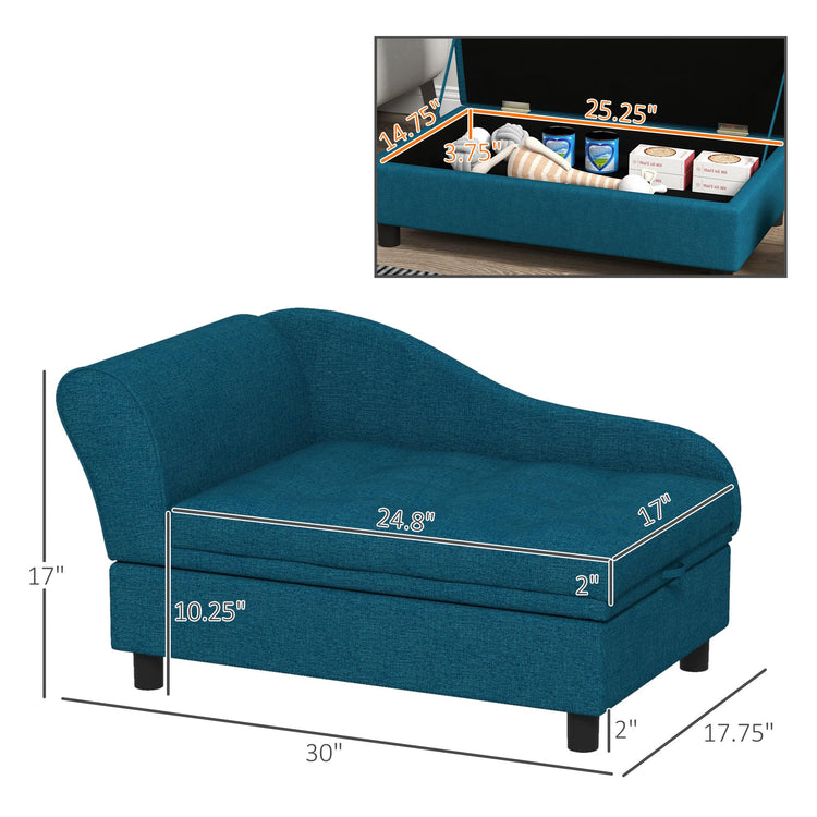 PawHut Pet Sofa, Dog Couch, Elevated Pet Bed for Small Dogs, with Hidden Storage, Soft Tufted Cushion, Gray