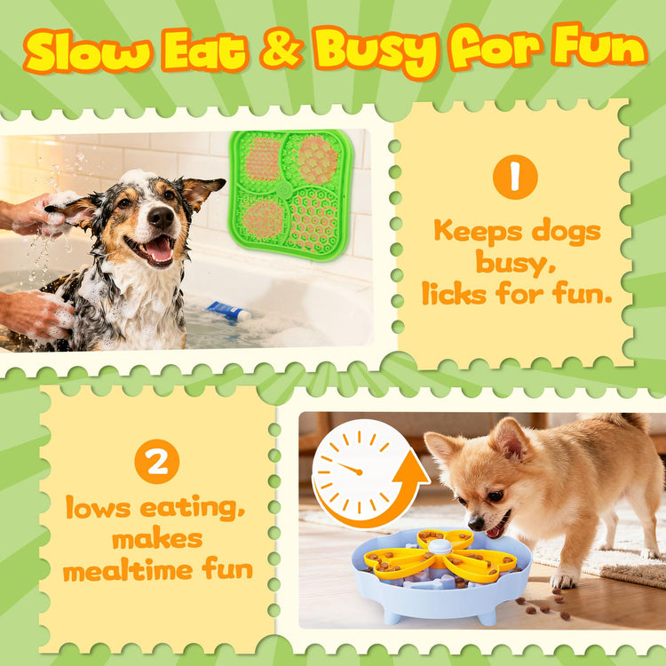 Forfon 9 Pack All-Around Dog Puzzle Toy Set -Mentally Stimulating Dog Enrichment Toys for Small to Medium Smart Dogs, Includes Dog Lick Mat with Suction Cups