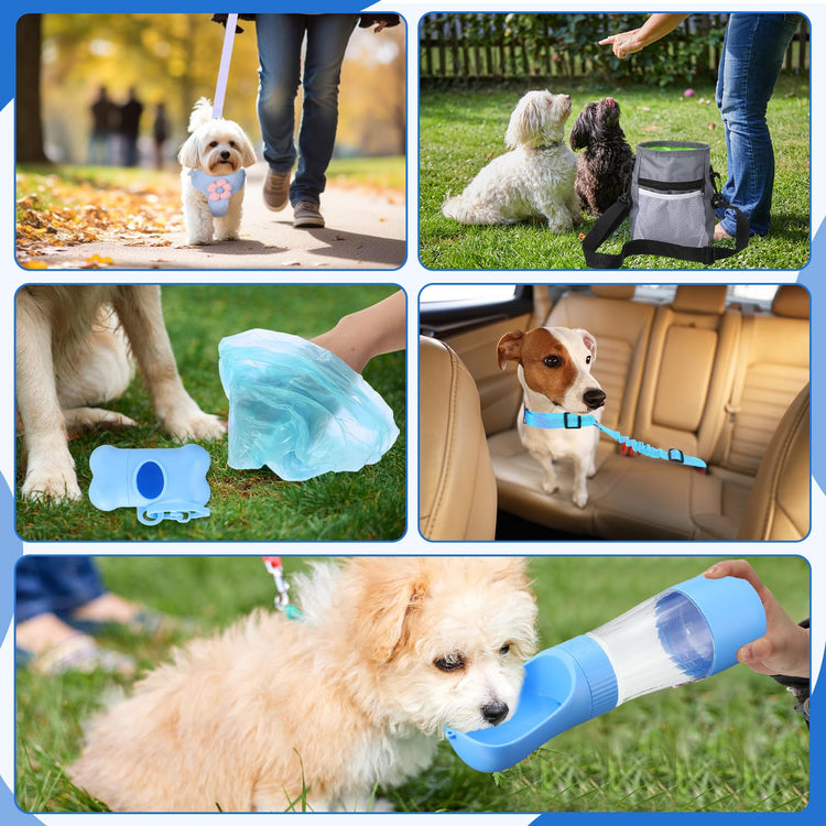 Abbylike 50 Pcs Puppy Supplies Starter Kit for Small Dogs Puppy Essentials Includes Leash, Bowls, Teeth Brushes, Water Bottle, and More Accessories for Dogs Pet Day Welcome Gift(Purple)