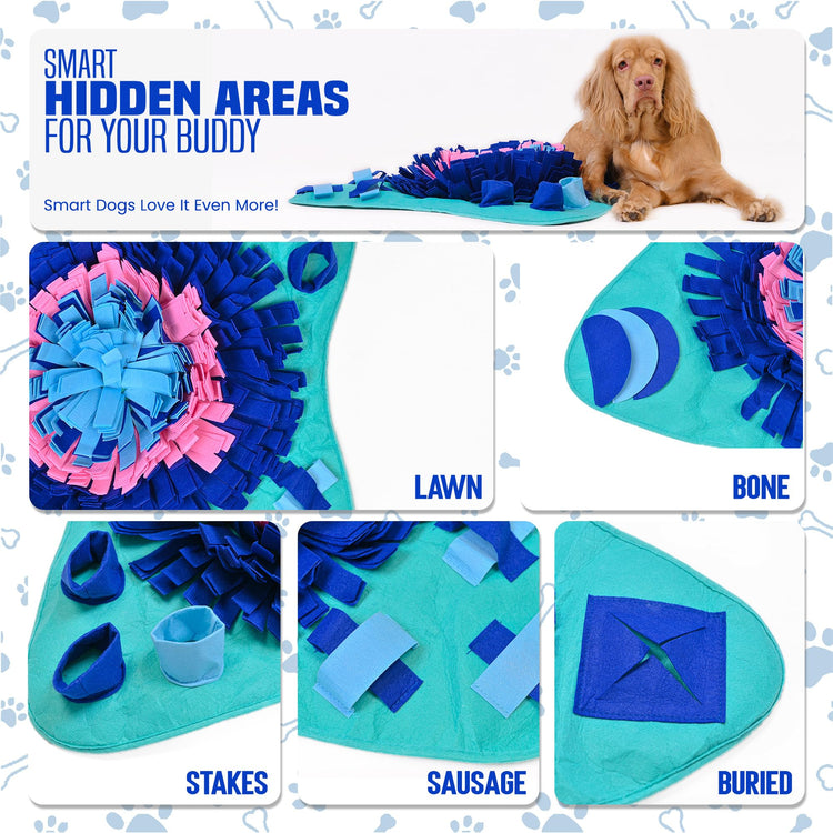 PET ARENA Snuffle Mat for Dogs - Adjustable Interactive Puzzle Toy for Large & Small Breed Slow Feeder for Mental Stimulation & Stress Relief Encourages Natural Foraging Ideal for Indoor & Outdoor Use