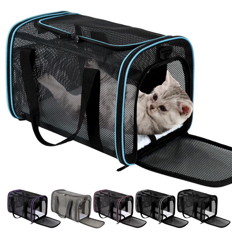Cat Carrier Dog Carrier Pet Carriers Soft-Sided Cats Bag Animal Carriers Puppy Carrying Bag TSA Airline Approved Small Dog Carrier Soft Sided, Collapsible Travel Carriers for Big Cats(Up to 16lbs),