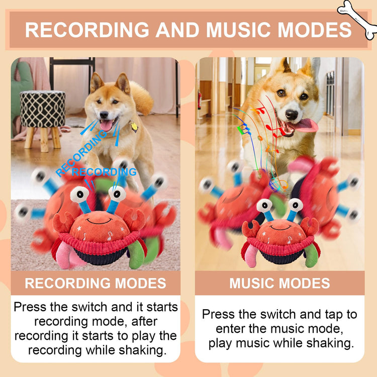 BABORUI Interactive Dog Toys Pig, Jumping Squeaky Dog Toys with Recording and Music Modes, Rechargeable Moving Dog Chew Toys for Small/Medium/Large Dogs to Keep Them Busy(Blue Pig)