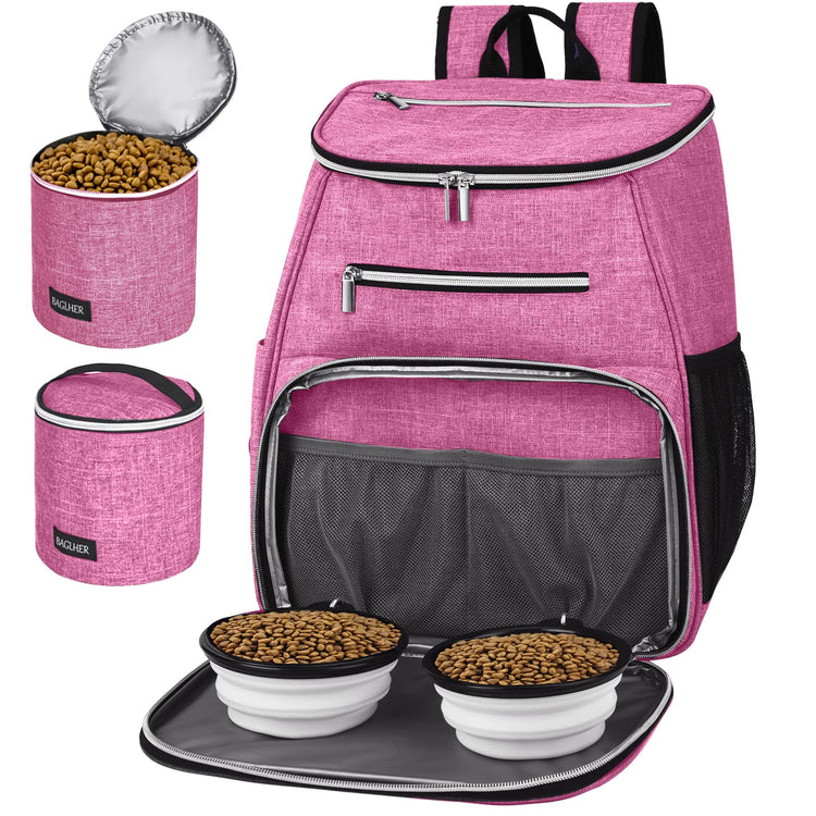 BAGLHER丨Dog Travel Bag Backpack, Airline Approved Pet Supplies Backpack, Dog Travel Bag with 2 Silicone Collapsible Bowls and 2 Food Baskets, Black
