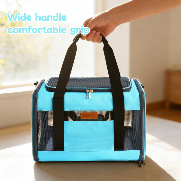 YUNIQUE Soft-Sided Cat & Dog Carrier for Pets Up to 15 Lbs, Airline Approved Collapsible Travel Puppy Carrier with Lightweight Fabric Design (Grey)