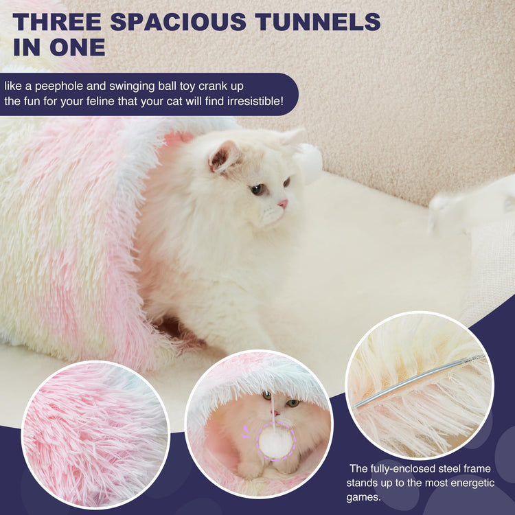 Tempcore Pet Cat Tunnel Tube Cat Toys 3 Way Collapsible, Tunnels for Indoor Cats，Kitty Bored Peek Hole Toy Ball Cat, Puppy, Kitty, Kitten, Rabbit