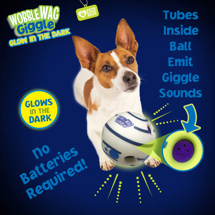 Wobble Wag Giggle Ball, Interactive Dog Toy, Fun Giggle Sounds When Rolled or Shaken, Pets Know Best, As Seen On TV