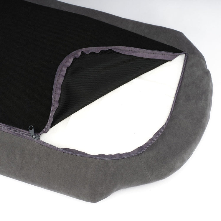 Elevated Dog Bed Pet Sofa with Solid Wood Legs and Bent Soft Backrest, Pet Cat Stool Bed with Velvet Cushion,for Small and Medium Size Dogs Kitten, Dark Gray, Small Size