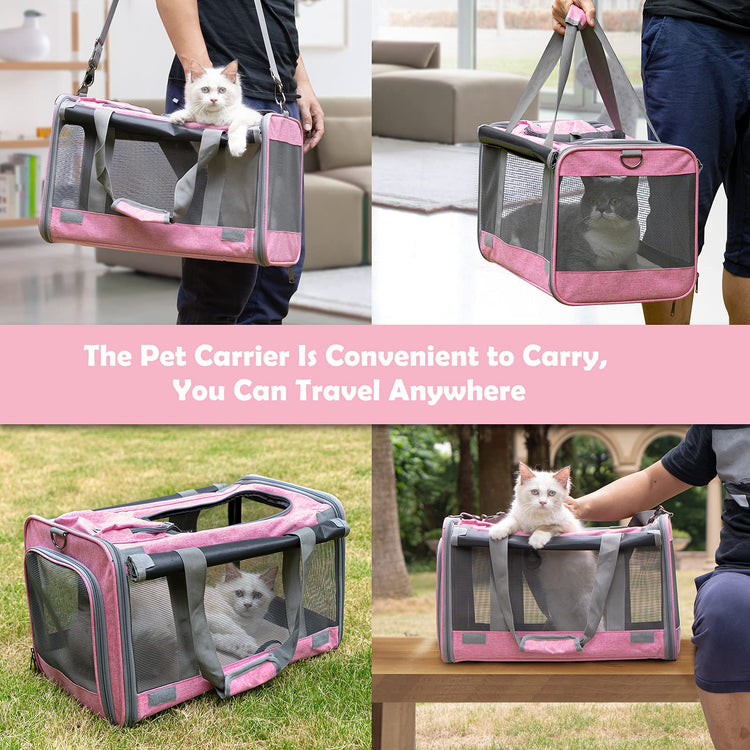 GAPZER Pet Carrier for Large Cats, Soft-Sided Cat Carrier for Medium Big Cats and Puppy up to 20lbs, Washable Dog Carrier Privacy Protection for Home Outdoor Travel