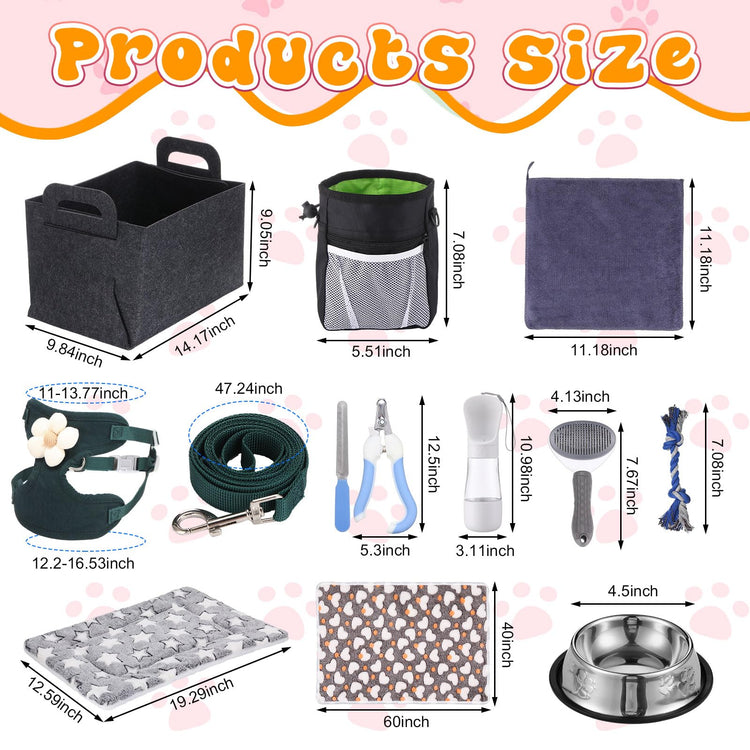 Abbylike 50 Pcs Puppy Supplies Starter Kit for Small Dogs Puppy Essentials Includes Leash, Bowls, Teeth Brushes, Water Bottle, and More Accessories for Dogs Pet Day Welcome Gift(Purple)
