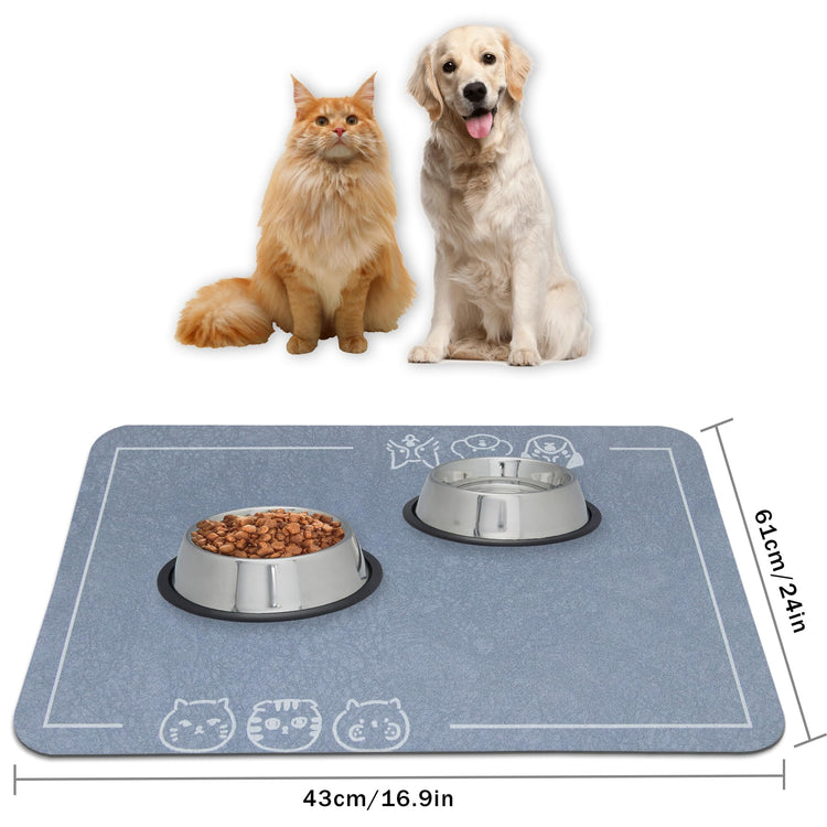 YCT Cat Pet Food Mat - Non-Slip Bottom Absorbent Quick Dry Feeding Mat for Dogs and Cats - Pet Supplies, 11.8"x18.1" Beige