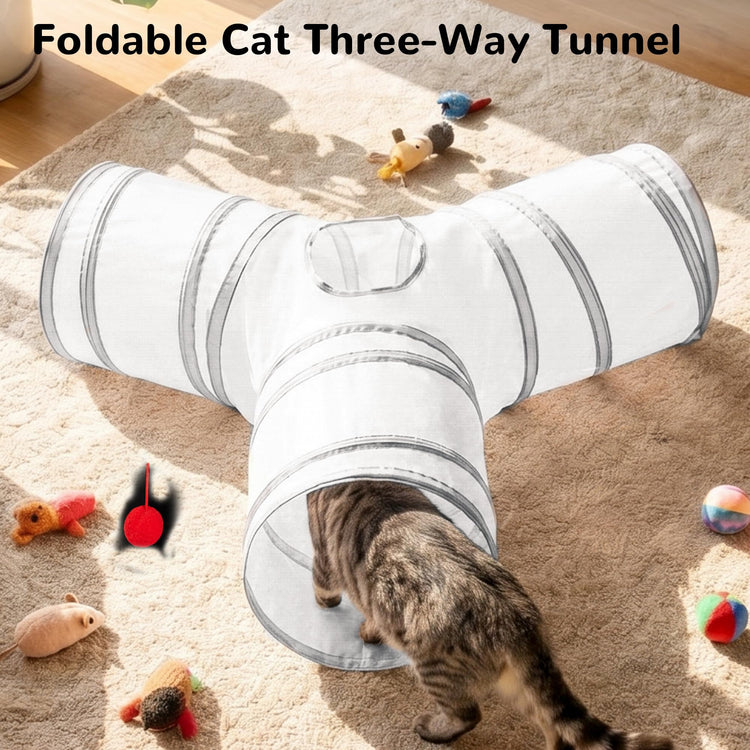Tempcore Pet Cat Tunnel Tube Cat Toys 3 Way Collapsible, Tunnels for Indoor Cats，Kitty Bored Peek Hole Toy Ball Cat, Puppy, Kitty, Kitten, Rabbit