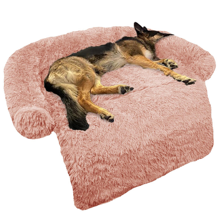 Calming Dog Bed Fluffy Plush Dog Mat for Furniture Protector with Removable Washable Cover for Large Medium Small Dogs and Cats (Small(35x31x5), Light Grey)