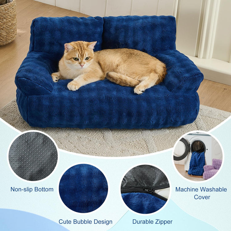 Cat Couch Bed, Cute Soft Pet Sofa for Indoor Cats Kittens Puppies with Removable Washable Cover, 26"x15", Dusty Purple