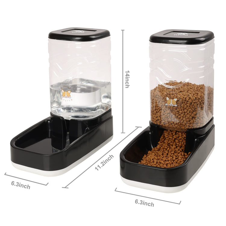 Elevon Automatic Cat Feeder, Gravity Food and Water Dispenser Bowl Set for Small Medium Dogs Animals, Pet Feeder Dispenser Storage Food, 3.8L Large Capacity, White & Gray
