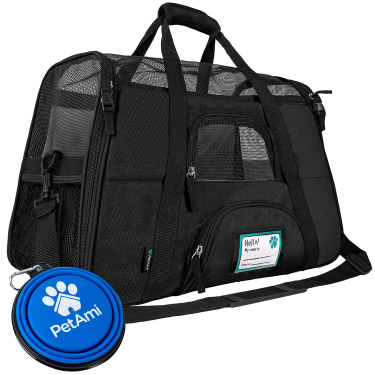 PetAmi Airline Approved Pet Carrier for Cats & Small Dogs, Soft Sided TSA Travel Carrier Bag with Sherpa Bed, Breathable Mesh Ventilation, Collapsible Bowl, Fits Under Seat, Up to 18 lbs, Small Pink