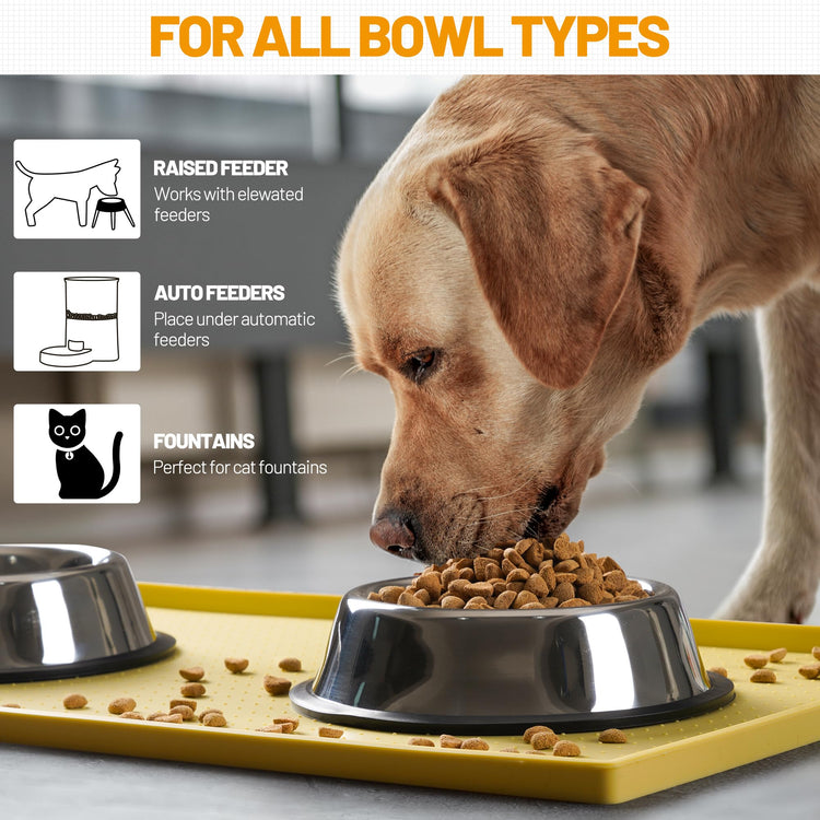 Hubulk Dog Feeding Mat,100% Waterproof Food Grade Silicone Pet Food and Water Bowl Placemat,Dishwasher, High Raised Edge to Prevent Spills,Nonslip Tray to Stop Messes on Floor (19"x12"x0.5", Grey)