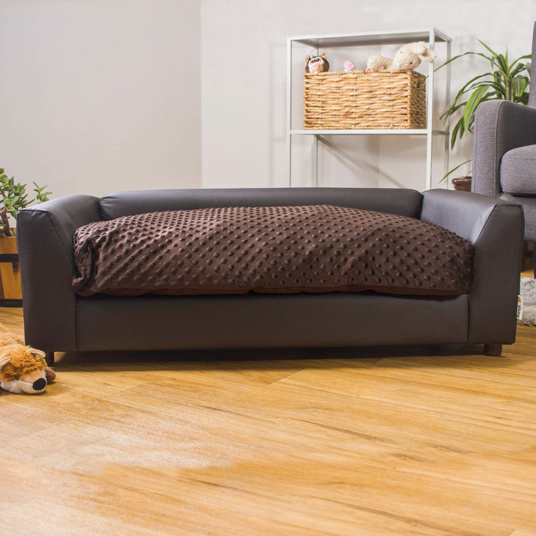 Keet Fluffy Deluxe Pet Bed Sofa Chocolate Small