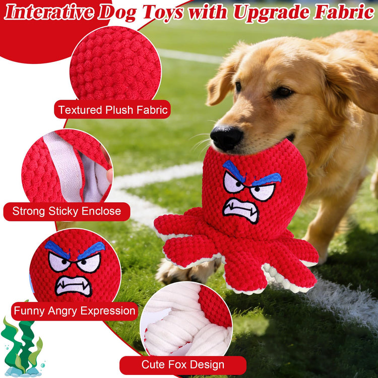 Mity rain Interactive Dog Toys with Thicken Plush, Moving Dog Toy with Recording Mode Shaking & Singing Mode Bouncing, Funny Ball Jumping to Keep Them Busy & Chase, Rechargeable (Octopus)
