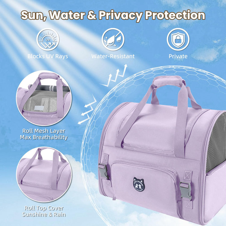 Lollimeow Expandable Cat Carrier Backpack for Large Cats - Airline Approved Pet Carrier Backpack for Small Dogs, Hiking & Travel, Waterproof with Breathable Mesh, 14lbs Capacity (Plum, Standard)