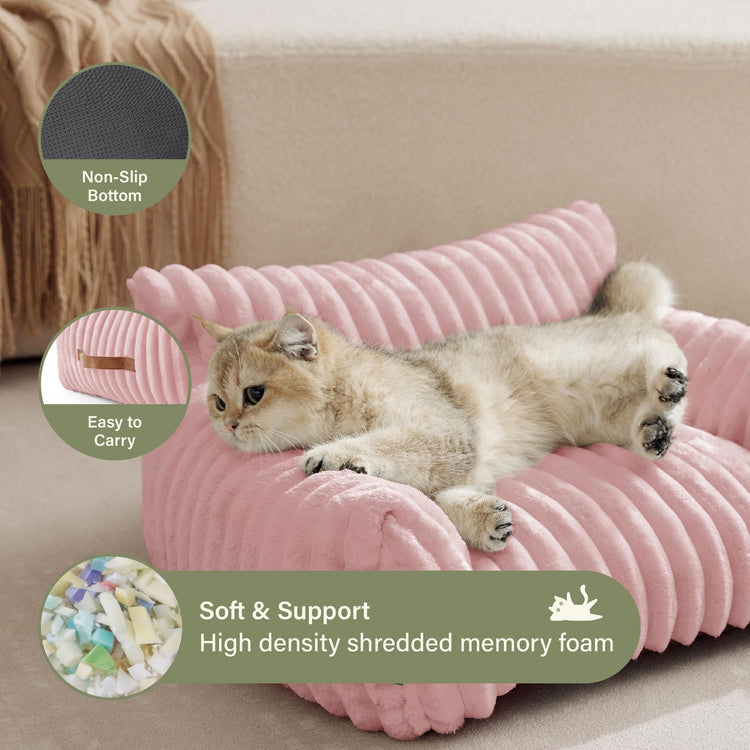 Cute Couch Bed for Pets, Supportive Cat Sofa for Indoor Cats, Small Dog Sofa Bed for Small Dogs, Grey, 24 inches