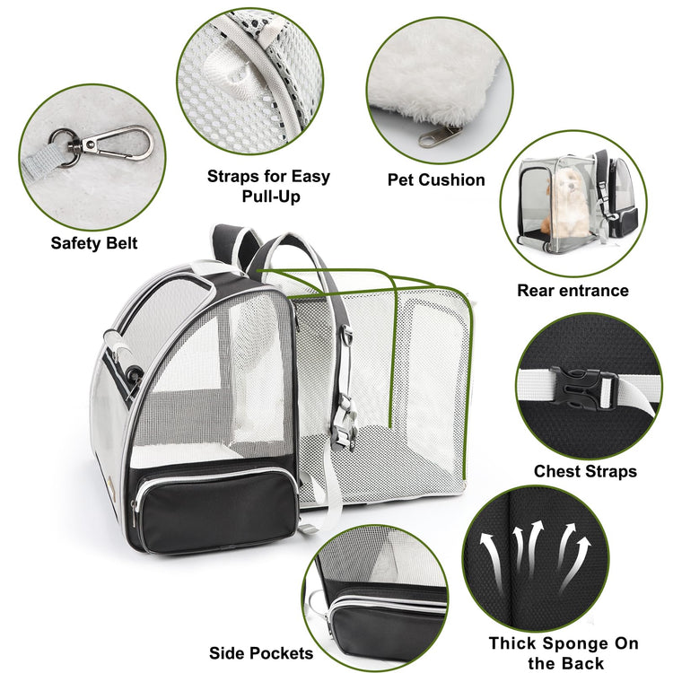 Texsens Innovative Traveler Bubble Backpack Pet Carriers for Cats and Dogs (Black)