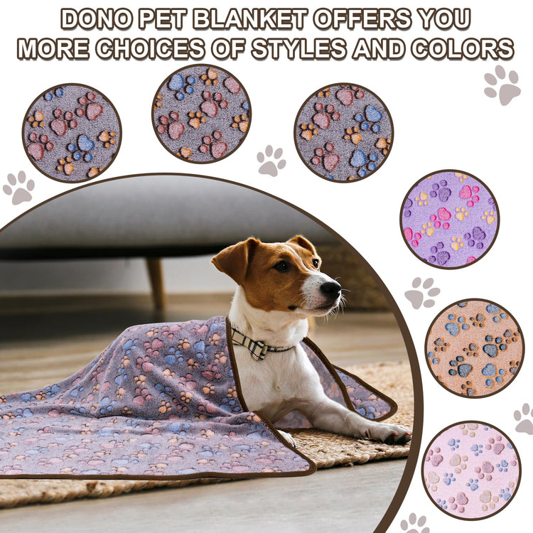 Dono 1 Pack 3 Dog Blankets, Soft Fluffy Fleece Pet Blanket Warm Sleep Mat Paw Print Design Puppy Kitten Throw Blanket Doggy Mat Blanket for Dogs