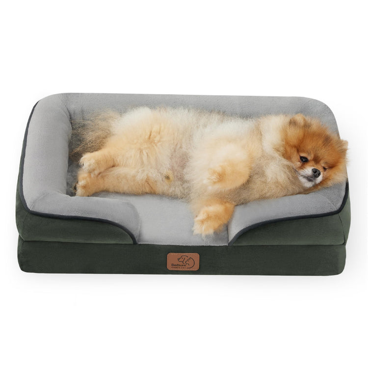 Bedsure Orthopedic Dog Bed Medium Size Dogs - Washable Small Medium Dog Cat Bed Waterproof, Comfort Cats Couch Sofa with Washable Removable Cover, Pets Bed with Nonskid Bottom, Grey, 28"