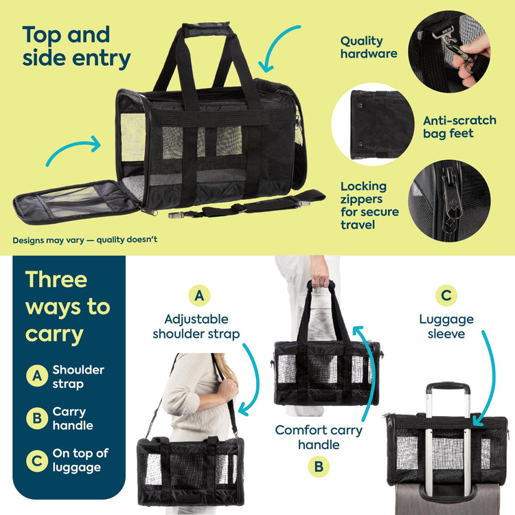 Sherpa Original Deluxe Travel Pet Carrier, Airline Approved & Guaranteed On Board - Charcoal Gray, Medium