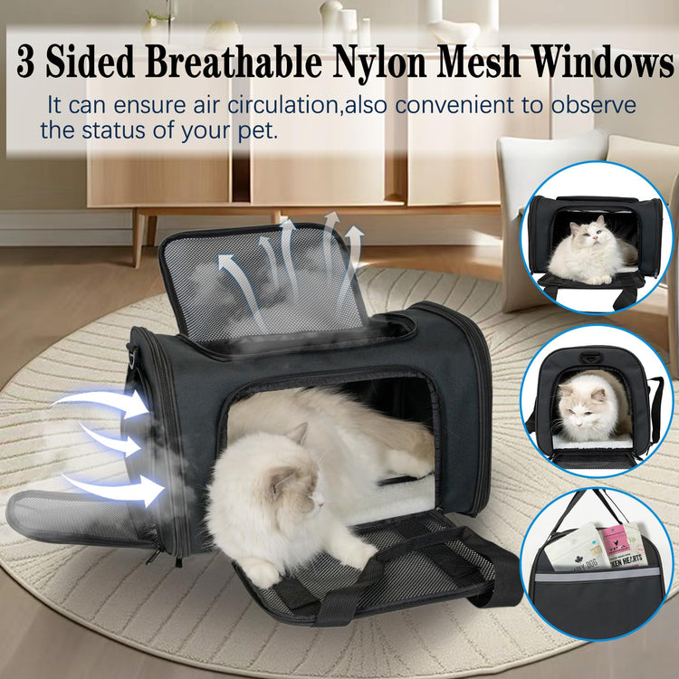 Cat, Dog Carrier for Small Medium Pet Carriers Up to15Lbs, Cats Carrier Soft- Sided Puppy Dogs Bag Portable Foldable Airline Approved Carrier Travel (Green 18 * 11 * 11)
