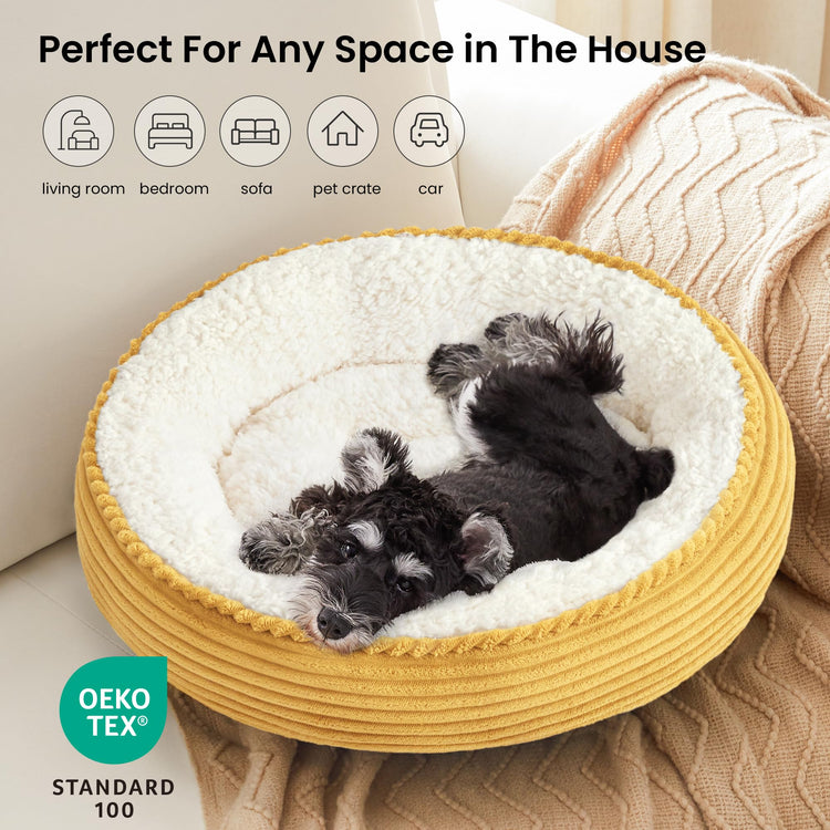 Love's cabin Round Donut Cat and Dog Cushion Bed, 20in Bed for Cats or Small Dogs, Anti-Slip & Water-Resistant Bottom, Super Soft Durable Fabric Pet Beds, Washable Luxury Cat & Dog Bed Gray