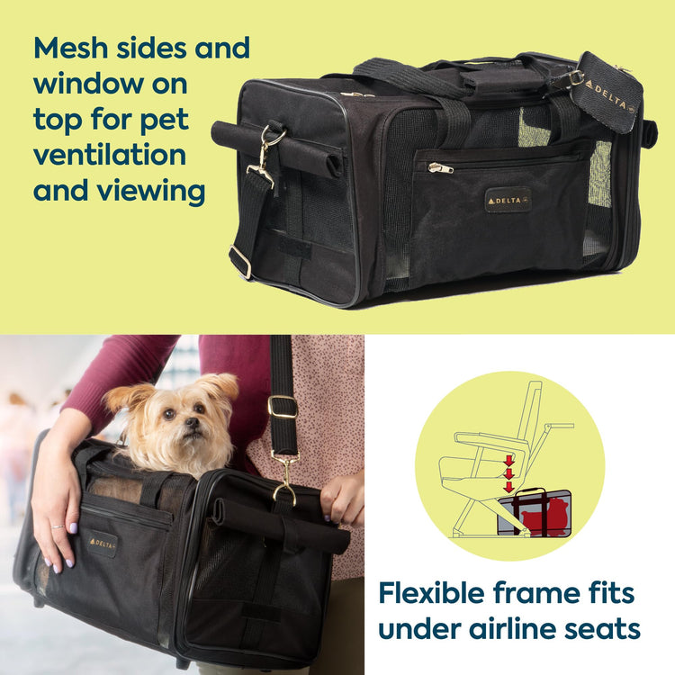 Sherpa Delta Airlines Travel Pet Carrier, Airline Approved & Guaranteed On Board - Black, Medium