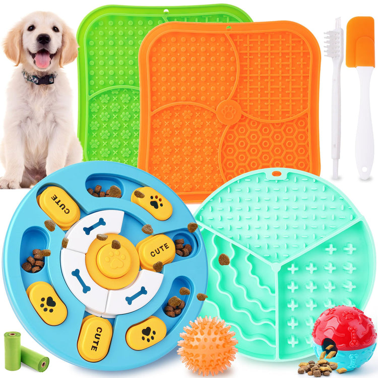 Forfon 9 Pack All-Around Dog Puzzle Toy Set -Mentally Stimulating Dog Enrichment Toys for Small to Medium Smart Dogs, Includes Dog Lick Mat with Suction Cups