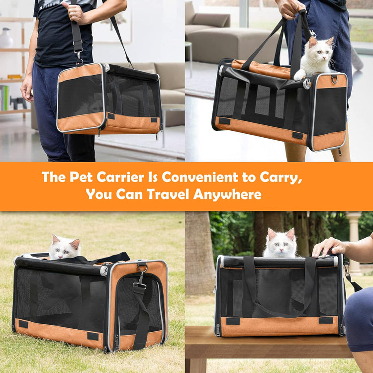 GAPZER Pet Carrier for Large Cats, Soft-Sided Cat Carrier for Medium Big Cats and Puppy up to 20lbs, Washable Dog Carrier Privacy Protection for Home Outdoor Travel