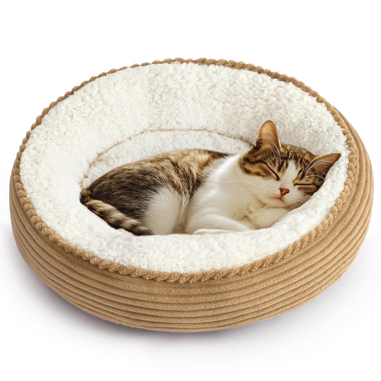 Love's cabin Round Donut Cat and Dog Cushion Bed, 20in Bed for Cats or Small Dogs, Anti-Slip & Water-Resistant Bottom, Super Soft Durable Fabric Pet Beds, Washable Luxury Cat & Dog Bed Gray