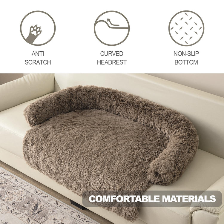 Calming Dogs/Cats Bed Mats, Dog Pad Washable Removable Couch Cover, Plush Long Fur Mat for Pets, Waterproof Lining, Perfect for Small, Medium and Large Dogs and Cats (Gradient Gray, 36"x31")