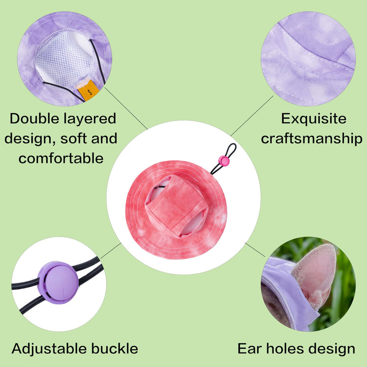 Pet hat with Ear Holes Sunscreen Baseball Cap Suitable for Small and Medium-Sized Dogs Outdoor Climbing hat in Summer Pet Products (Pink, Medium)