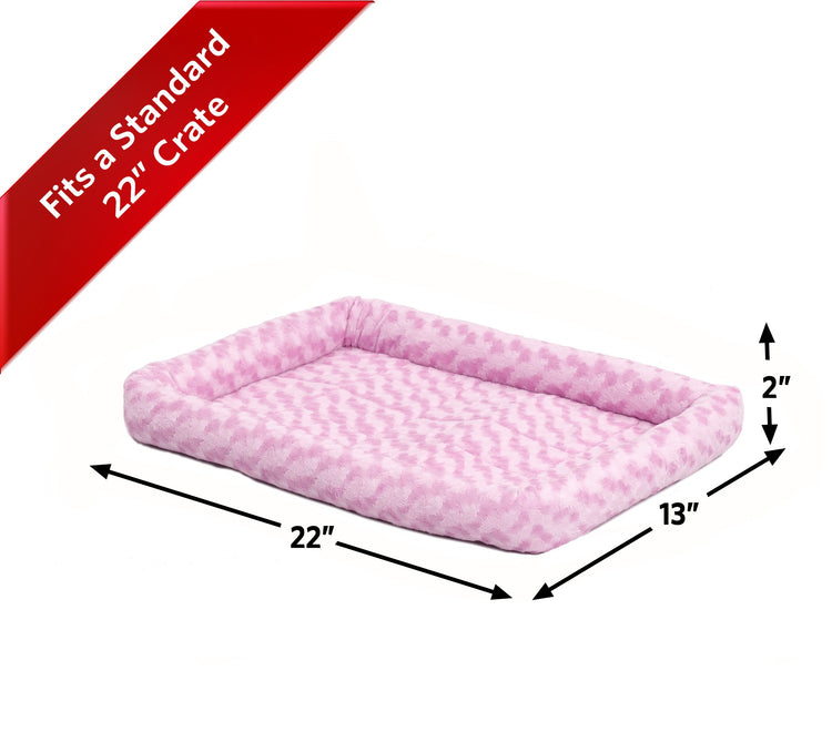 MidWest Homes for Pets QuietTime Fashion XXS Dog Bed - Pink Faux Fur Bolster, Ultra-Soft and Machine Washable, Fits 18-Inch Crates and Carriers, for Small Dogs and Cats