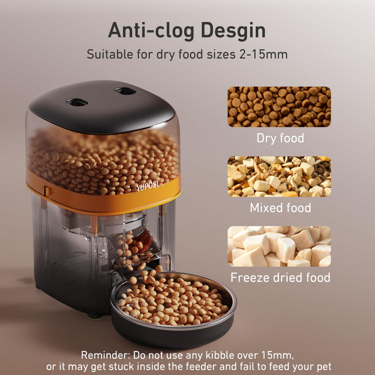 Yuposl Automatic Cat Feeders - 2L Cat Food Dispenser Easy to Use, Timed Automatic Pet Feeder with Over 180-day Battery Life, 1-6 Meals Dry Food Programmable Portion Control Also for Dogs