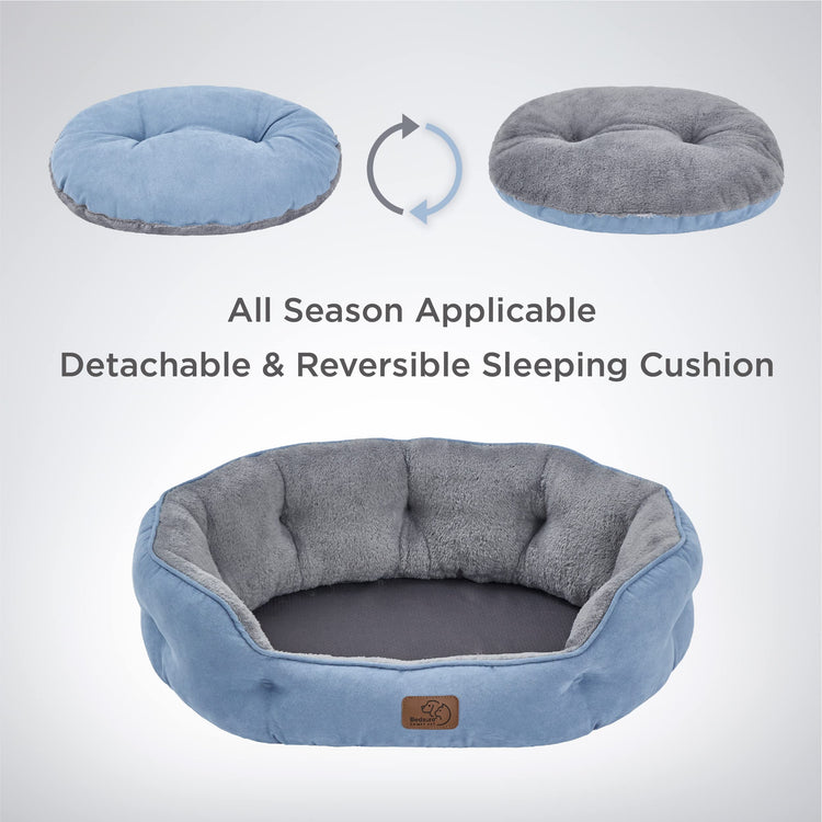 Bedsure Dog Beds for Small Dogs - Round Medium Cat Beds for Indoor Cats, Washable Pet Bed for Puppy and Kitten with Slip-Resistant Bottom, 25 Inches, Taupe