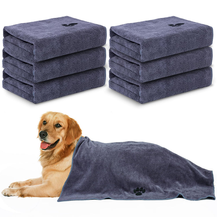 WOUSEDO Microfiber Dog Towels for Drying Dogs,40'' X 23.6'', Super Absorbent and Soft Pet Grooming Towel, Perfect Shower & Bath Supplies for Dogs(2-Pack Grey)